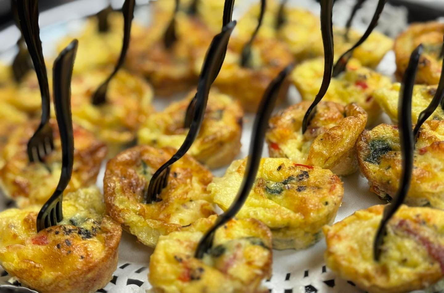 Breakfast catering item prepared for a morning event or brunch.