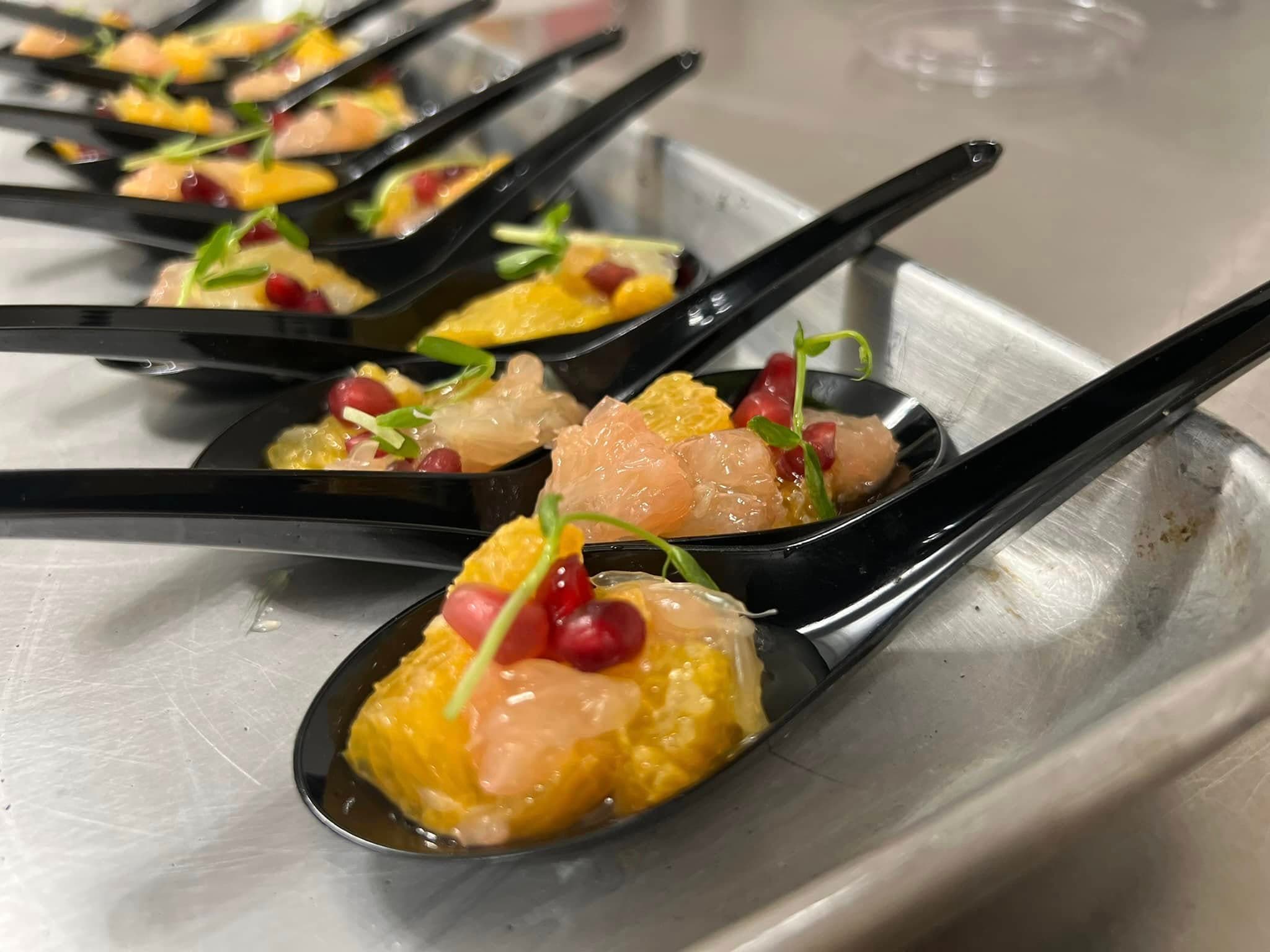 Sandwich selection arranged for casual catered service.