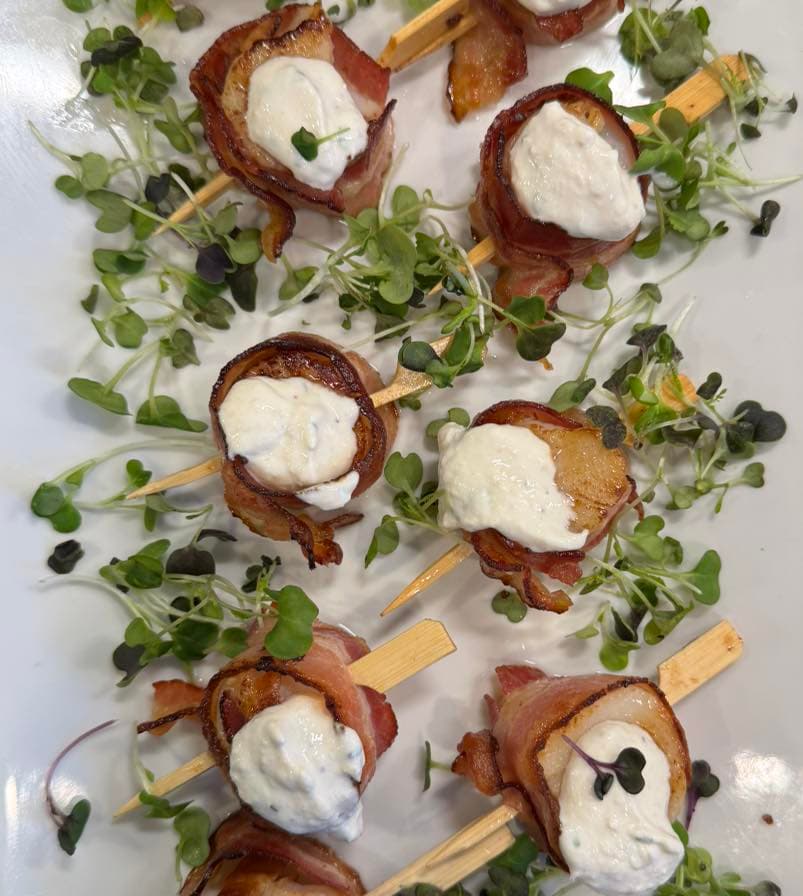 Bite-size appetizers arranged for catered event service.